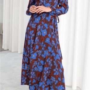 & Other Stories Blue Floral Maxi Dress on Brown